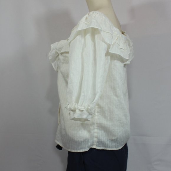 Anthropology Maeve ruffle bottom up top cream lined top size Small - Picture 5 of 9